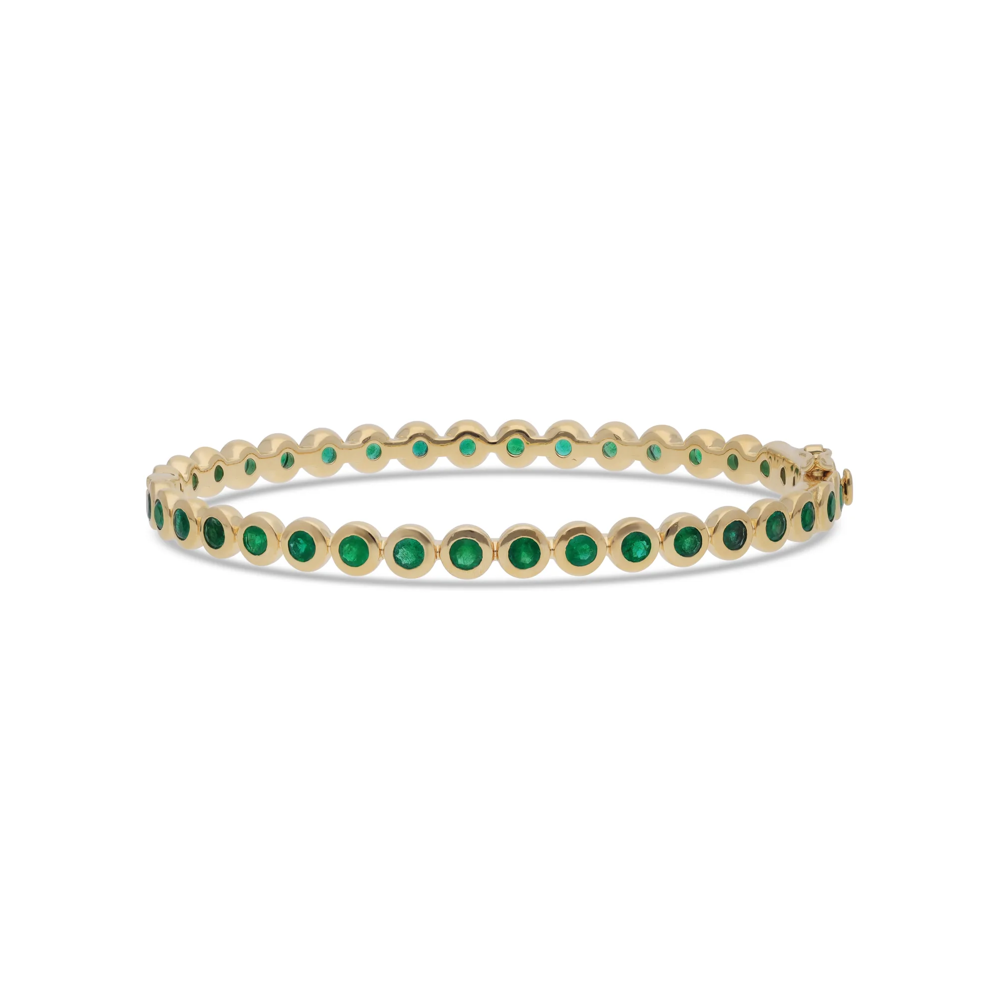 18K gold bangle set with multi sapphire, blue sapphire, cat's eye, coral, emerald, garnet, pearl, ruby, yellow sapphire, pink sapphire and diamonds