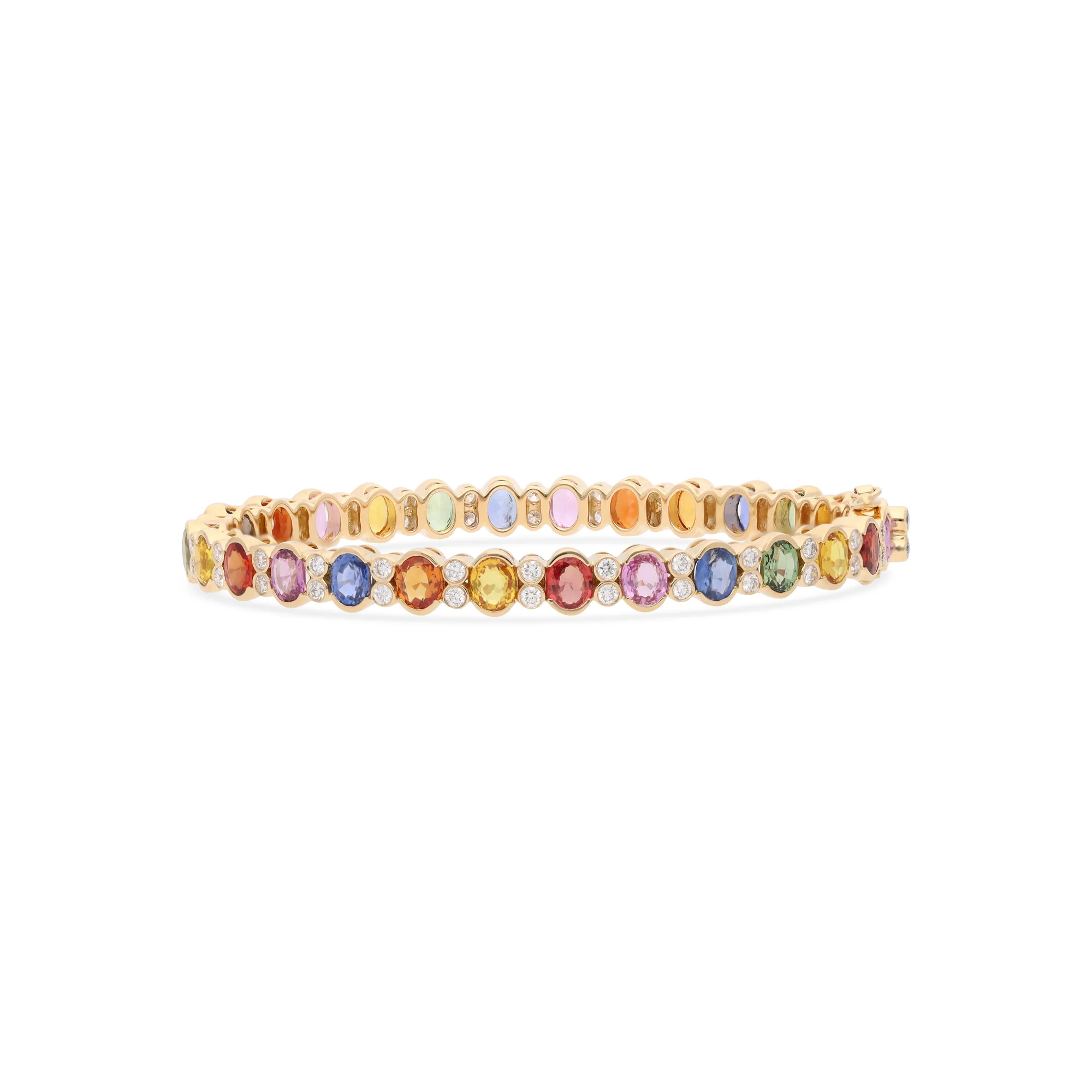 18K gold bangle set with multi-colour sapphire and diamonds, reference HBN-2579