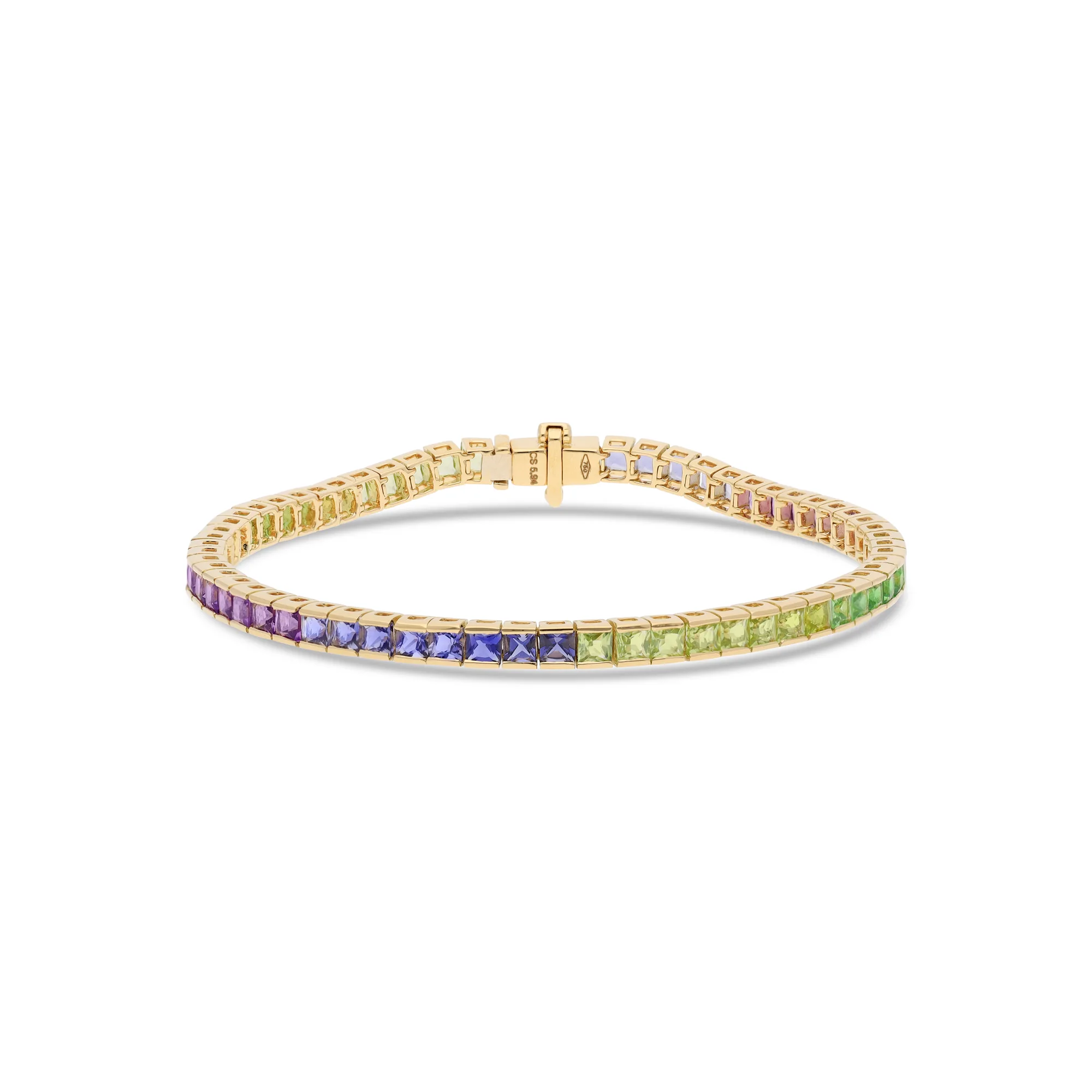 Pulsera de oro 18K con peridoto y tsavorita
