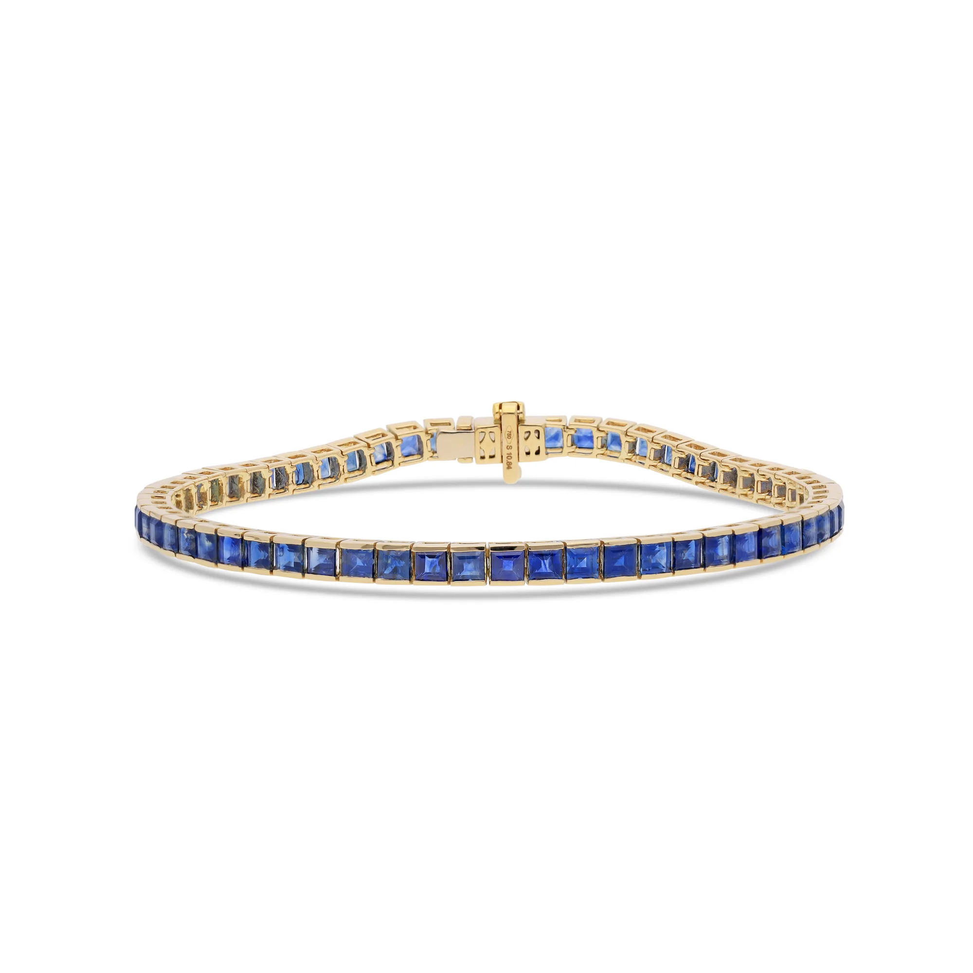 สร้อยข้อมือทองคำเหลือง 18K ประดับblue ไพลิน รหัสอ้างอิง CBR-0415