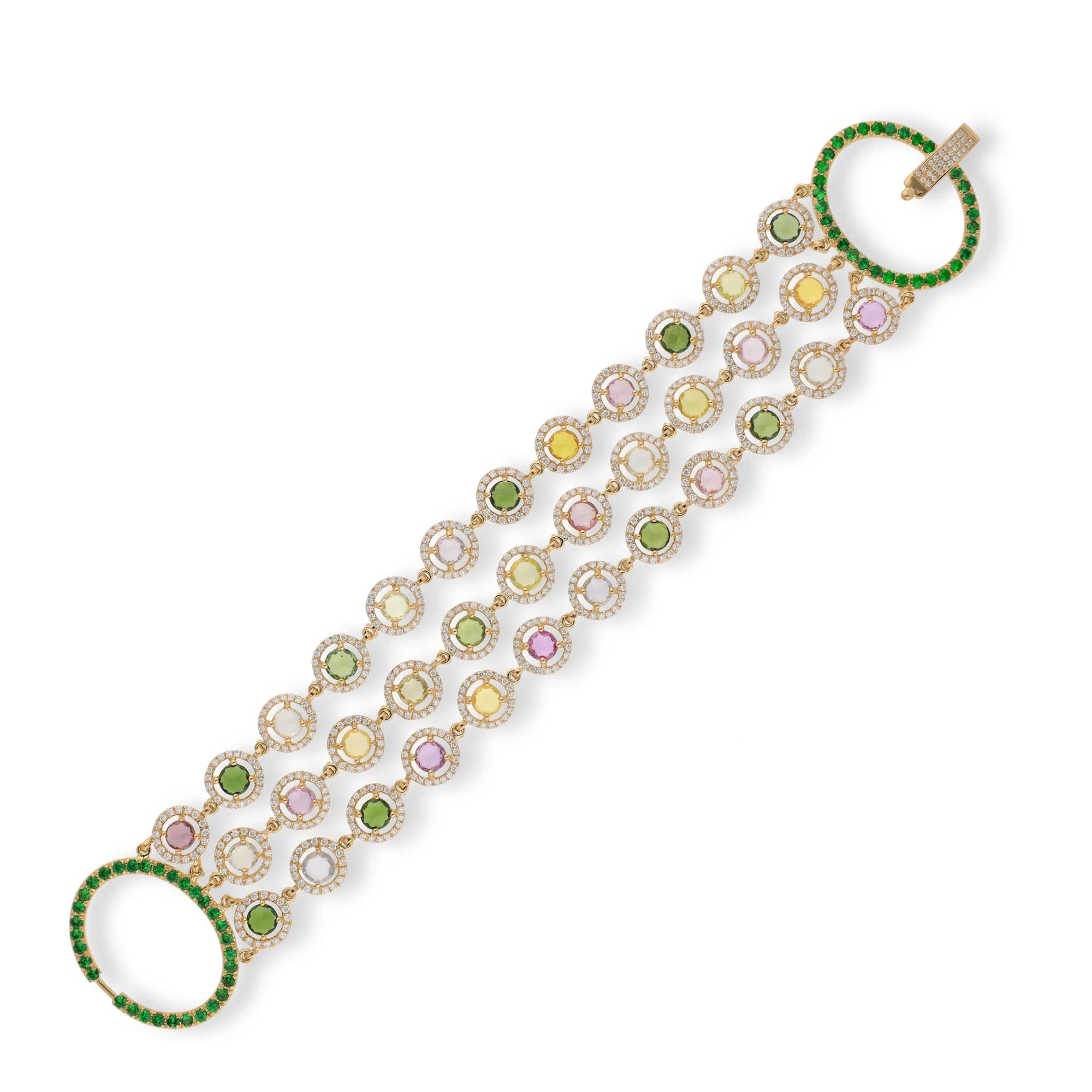 Armband aus 18K Gold mit Mehrfarbiger Saphir, Tsavorit und Diamanten, Referenz HBR-2180