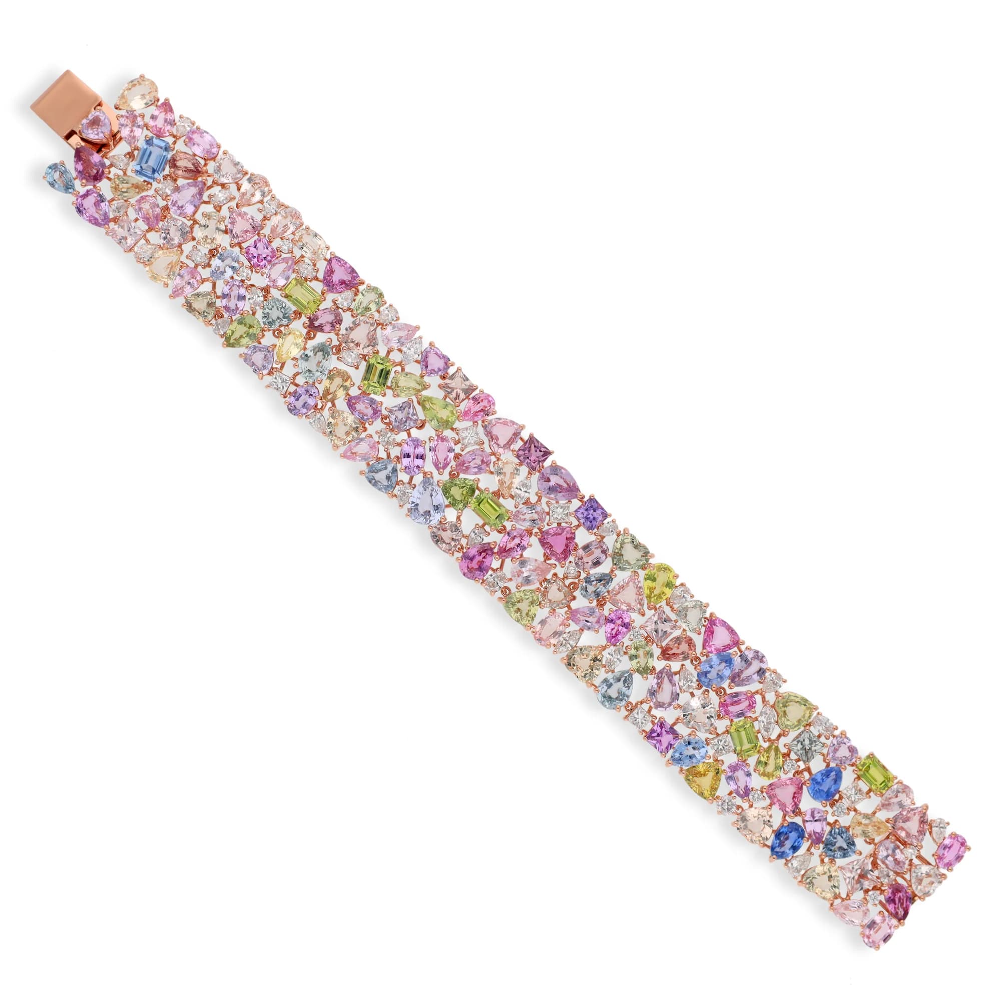 Bracciale in oro 18K con zaffiro multicolore e diamanti, riferimento HBR-2888