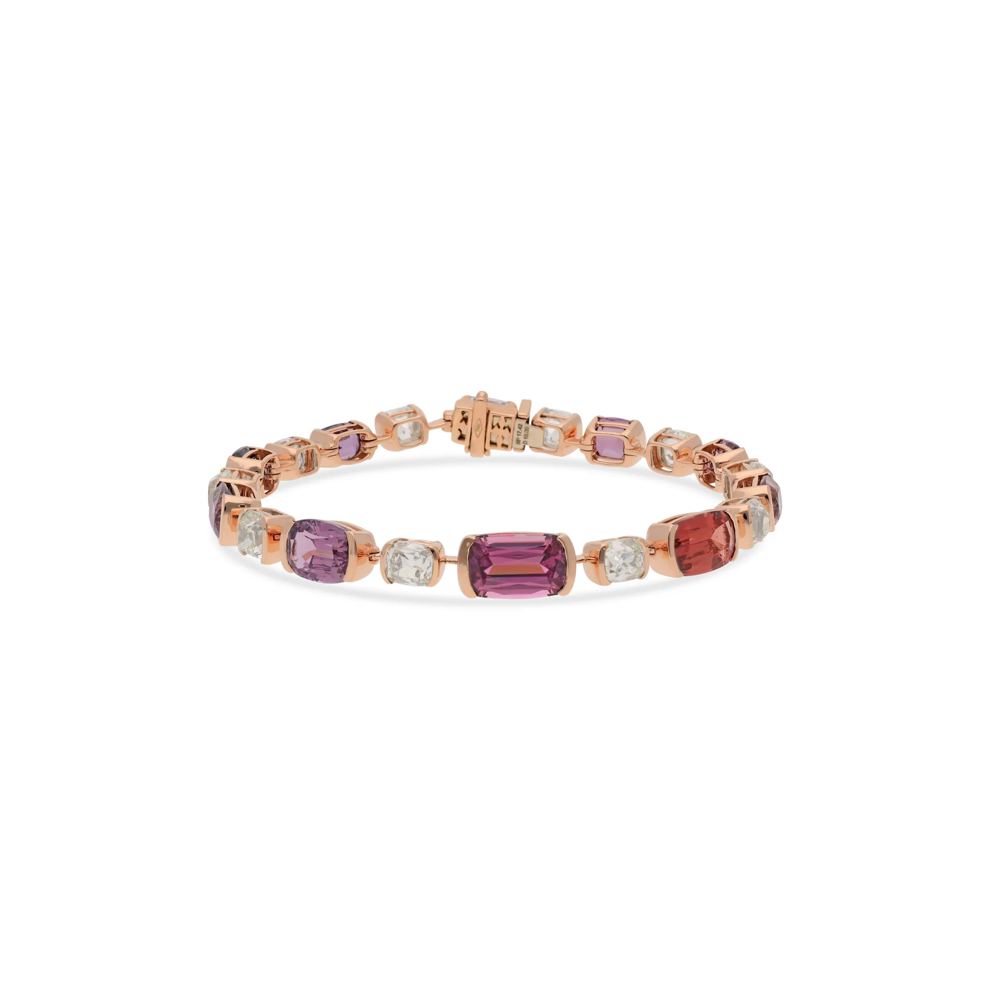 18K rose gold bracelet set with spinel and diamonds, reference HBR-2899