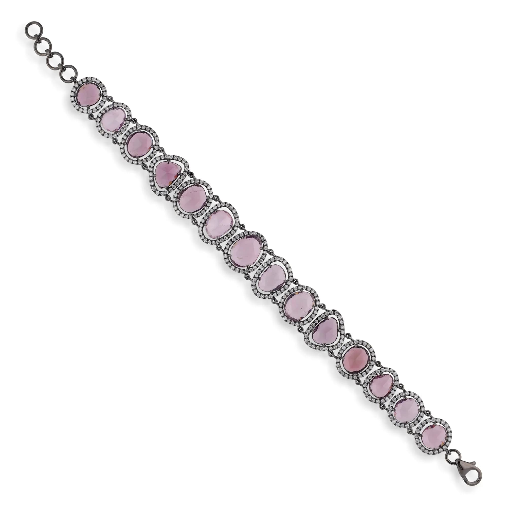 Pulsera de oro 18K con rubí, zafiro morado y diamantes