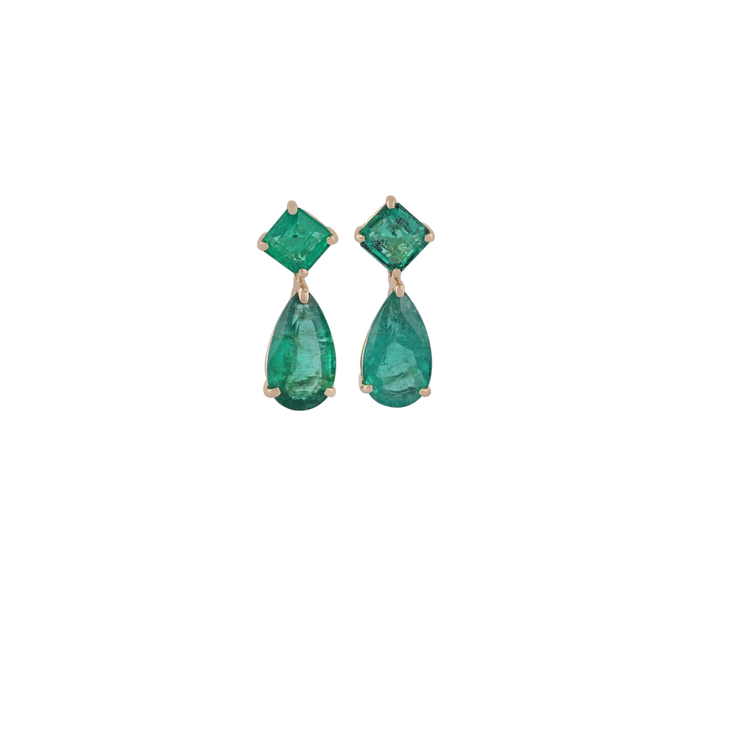 Pendientes de oro amarillo 18K con esmeraldas
