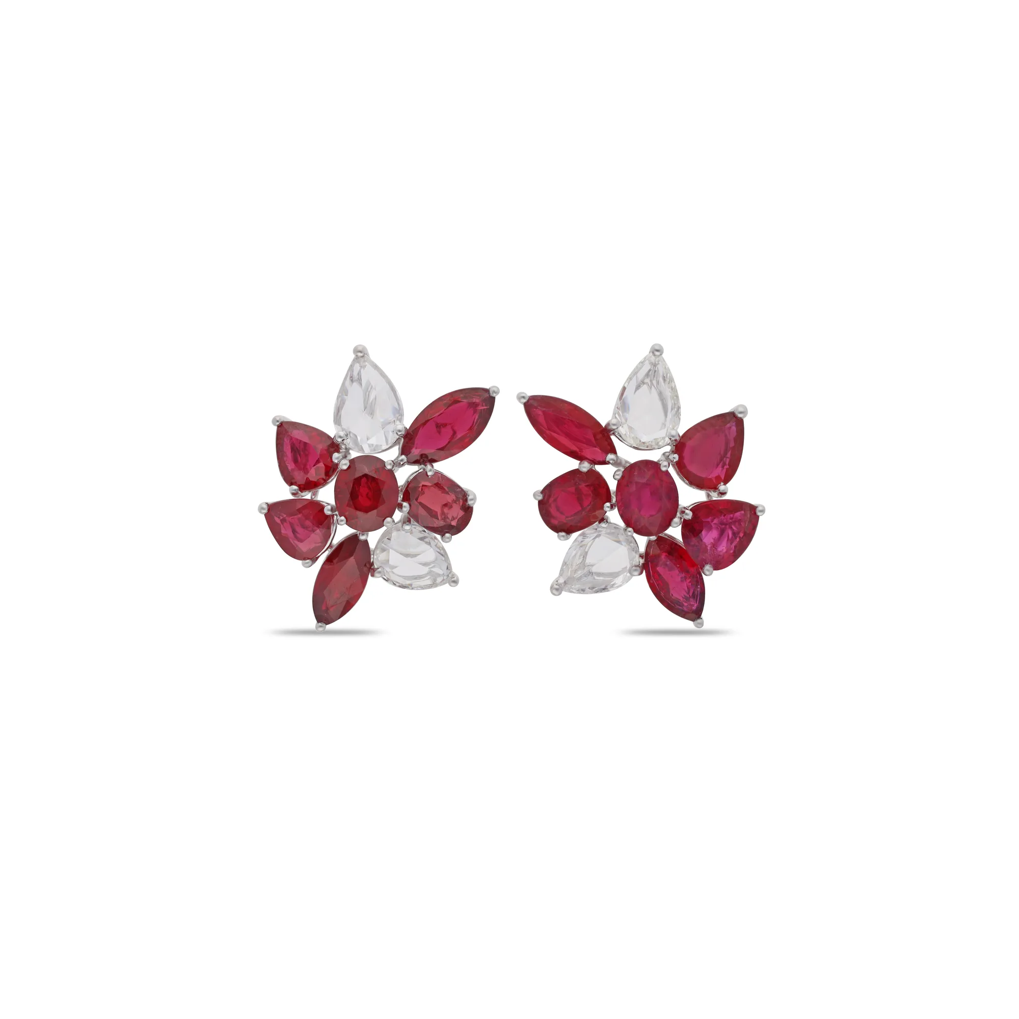 Pendientes de oro 18K con rubí y diamantes
