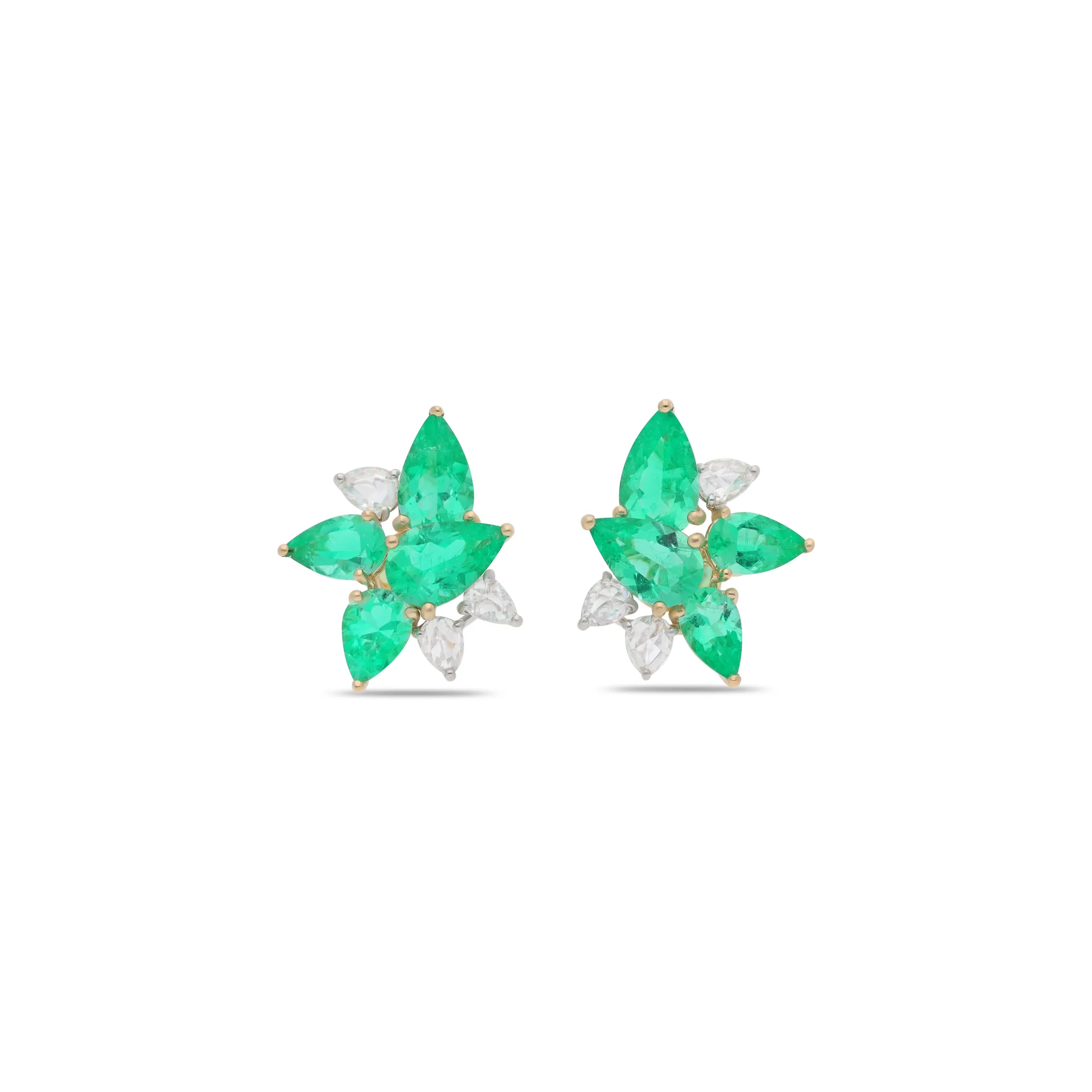 Pendientes de oro 18K con esmeralda y diamantes