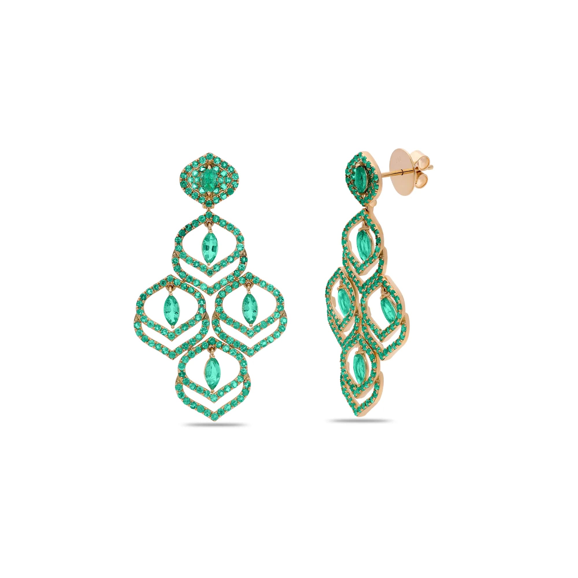 Yellow gold earrings set with emerald, reference HE-6917