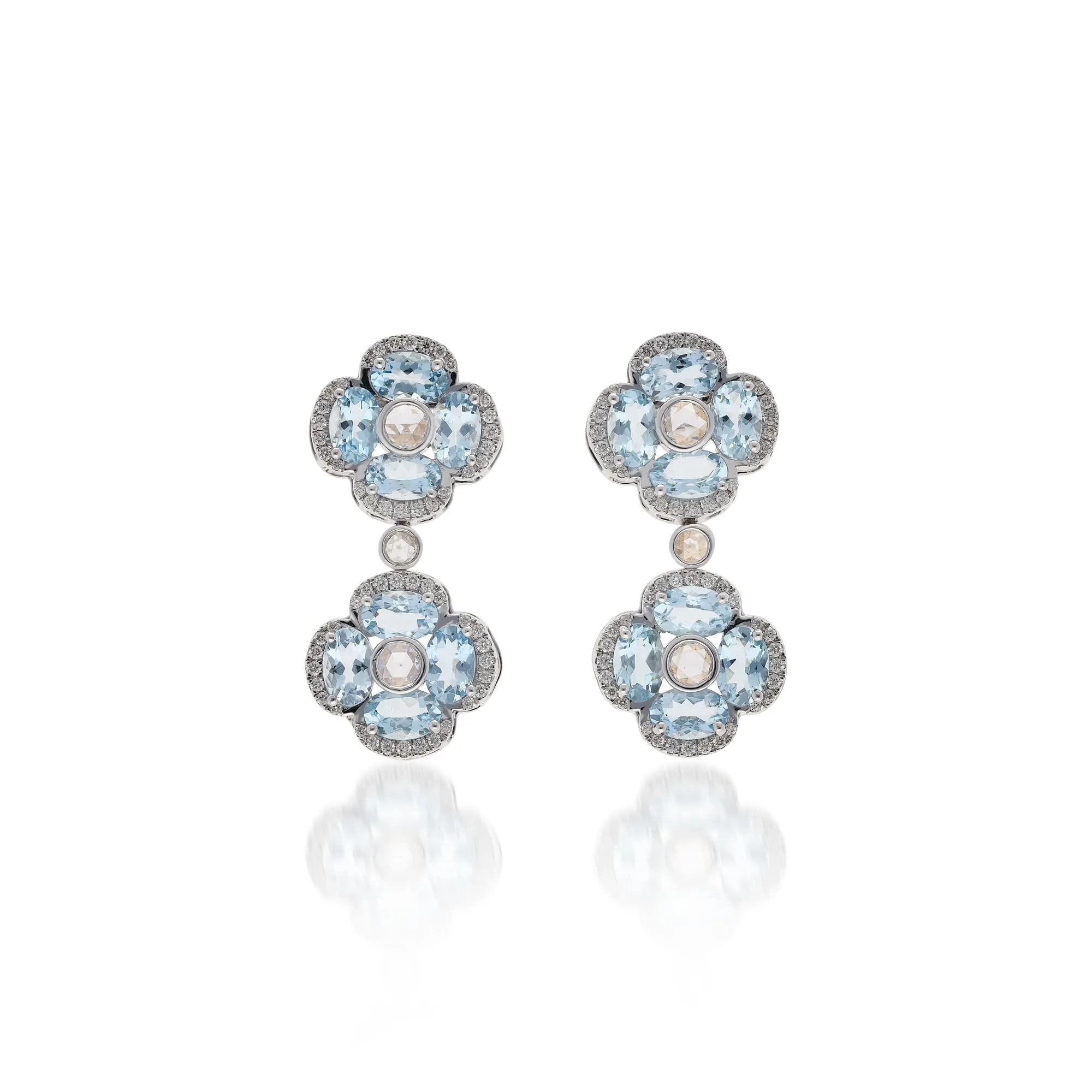 Pendientes de oro 18K con aguamarina y diamantes