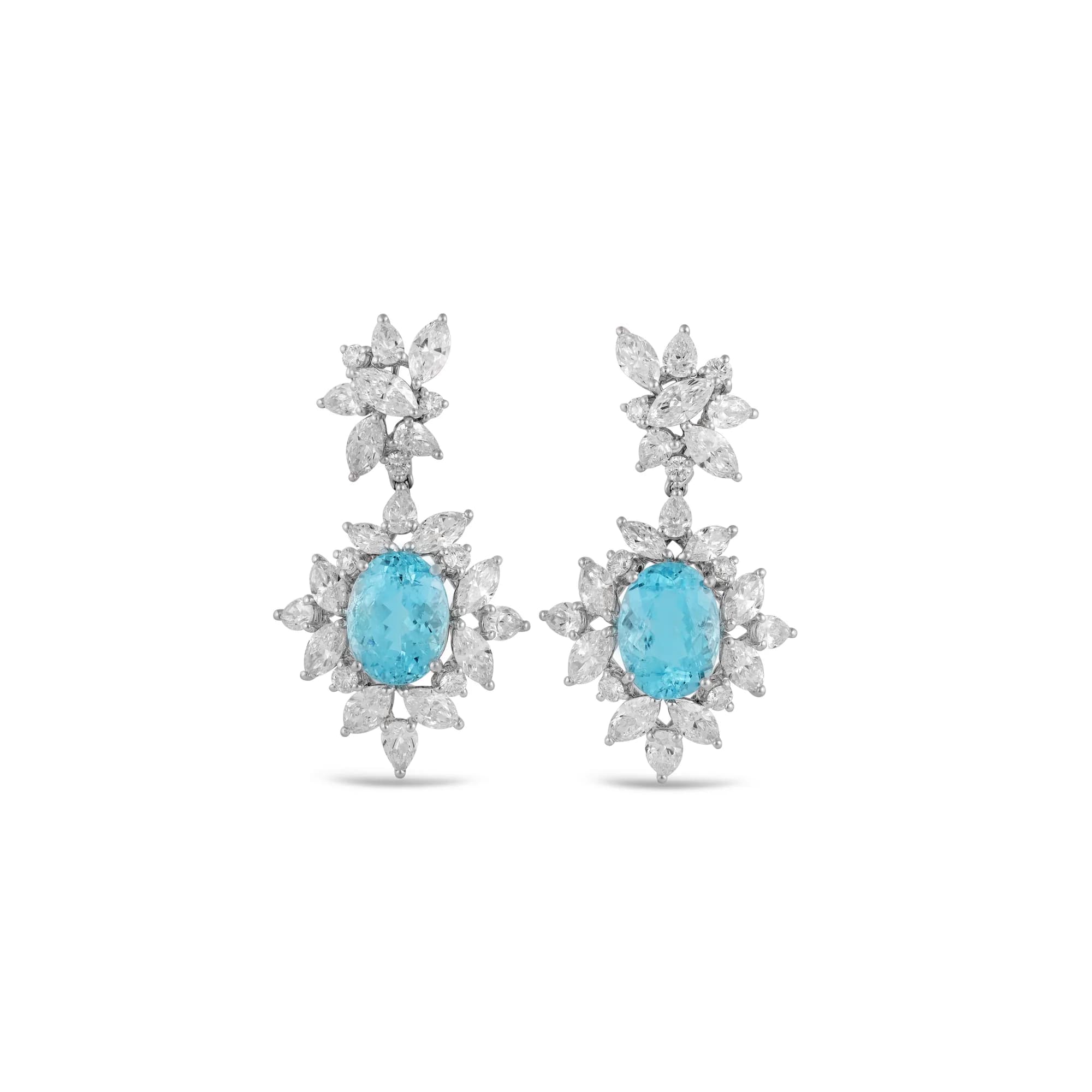 18K gold earrings set with paraíba and diamonds, reference HNE-2896