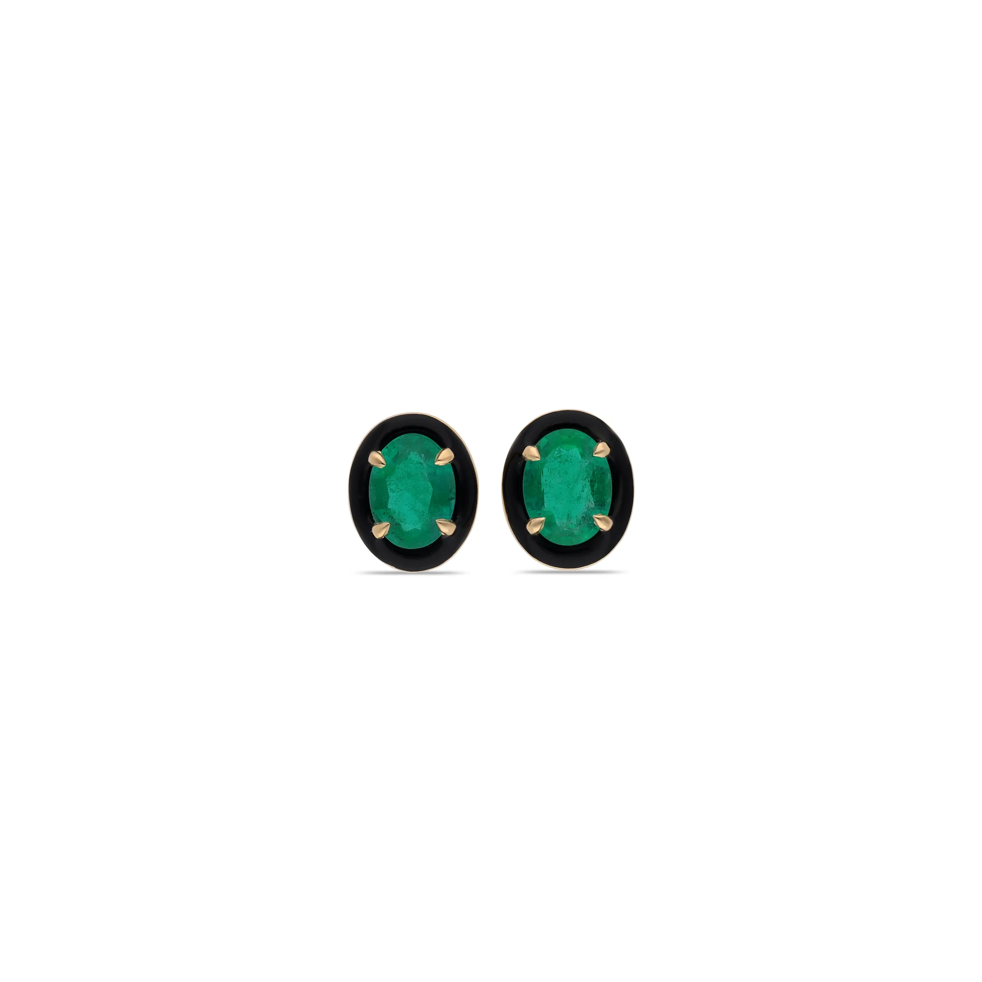 Pendientes de oro 18K con zafiro azul, esmalte y diamantes
