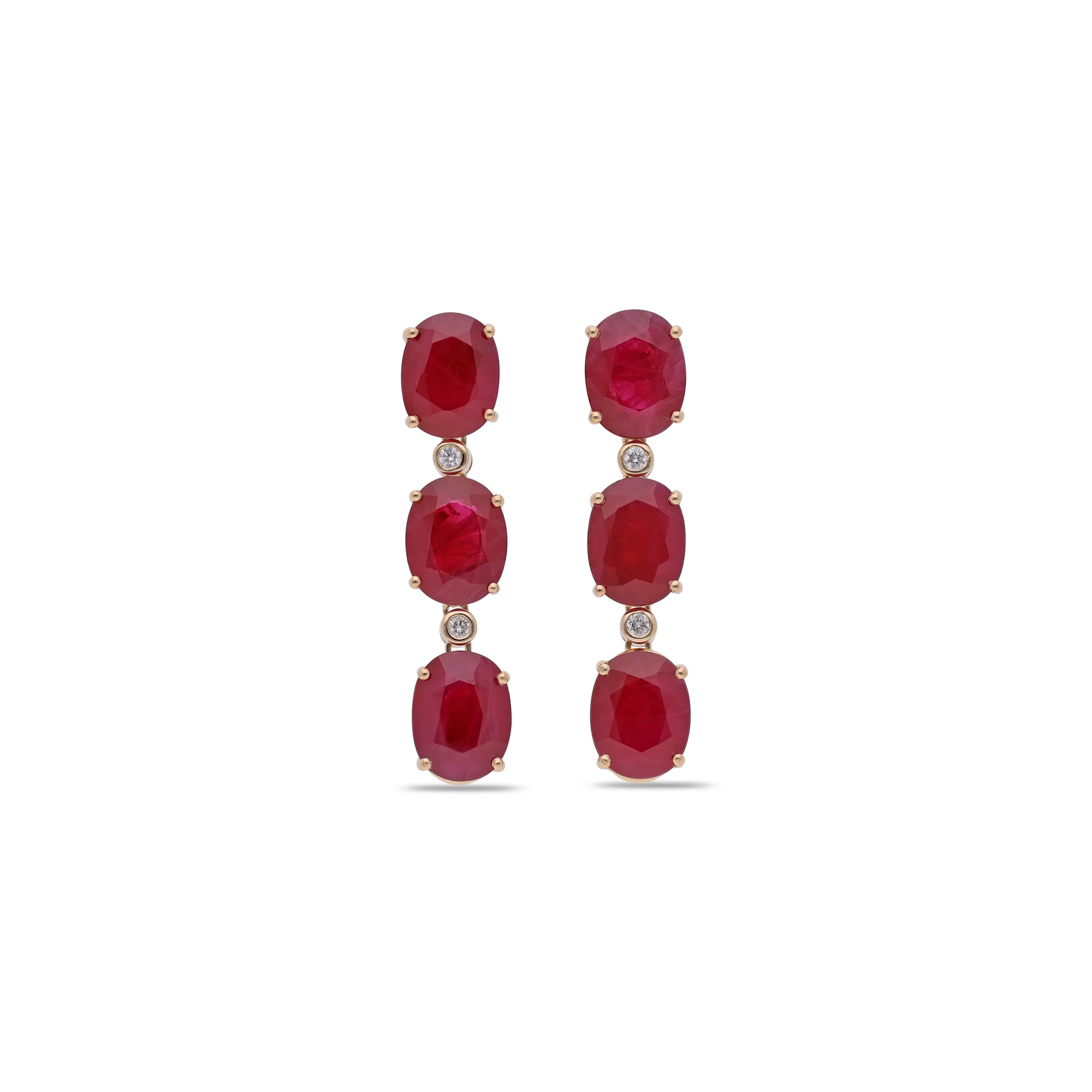 Aretes de oro 18K con rubí y diamantes, referencia REP-10524