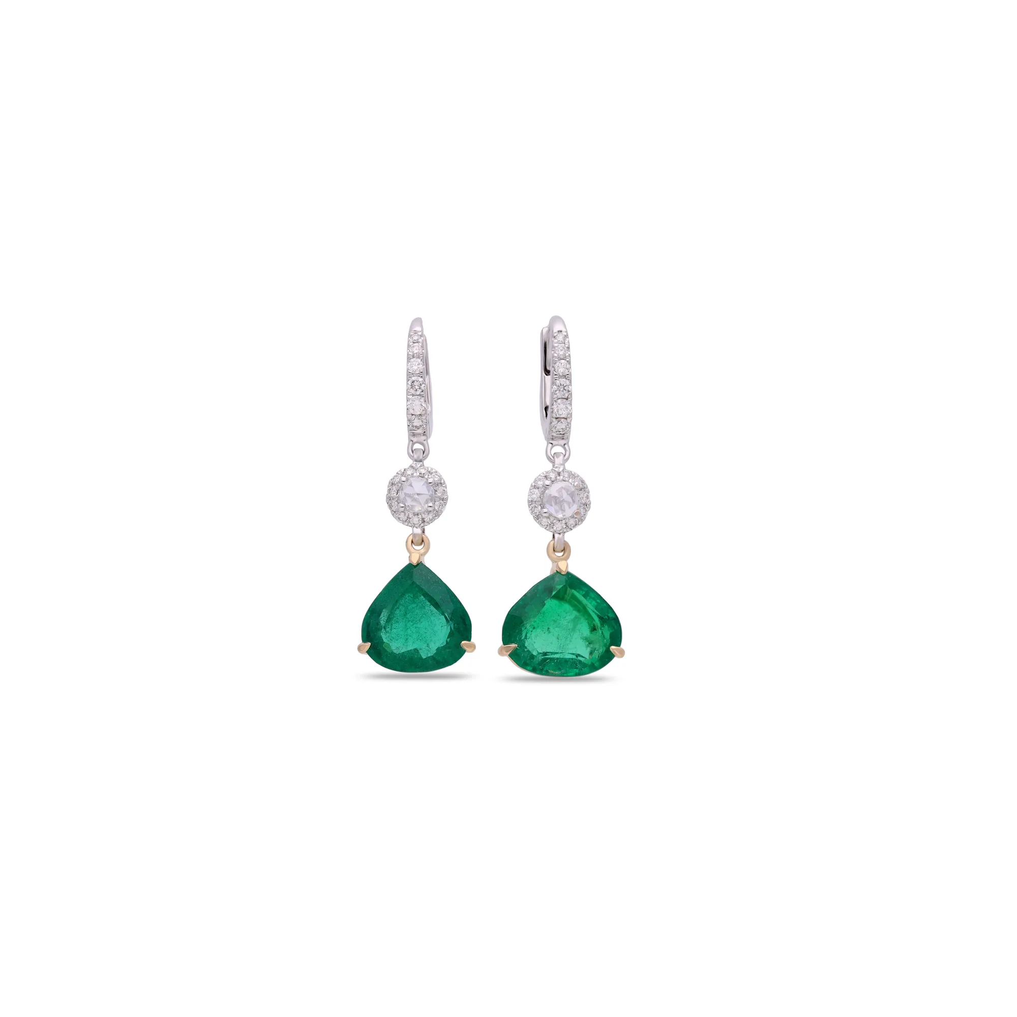 Pendientes de oro 18K con esmeralda y diamantes
