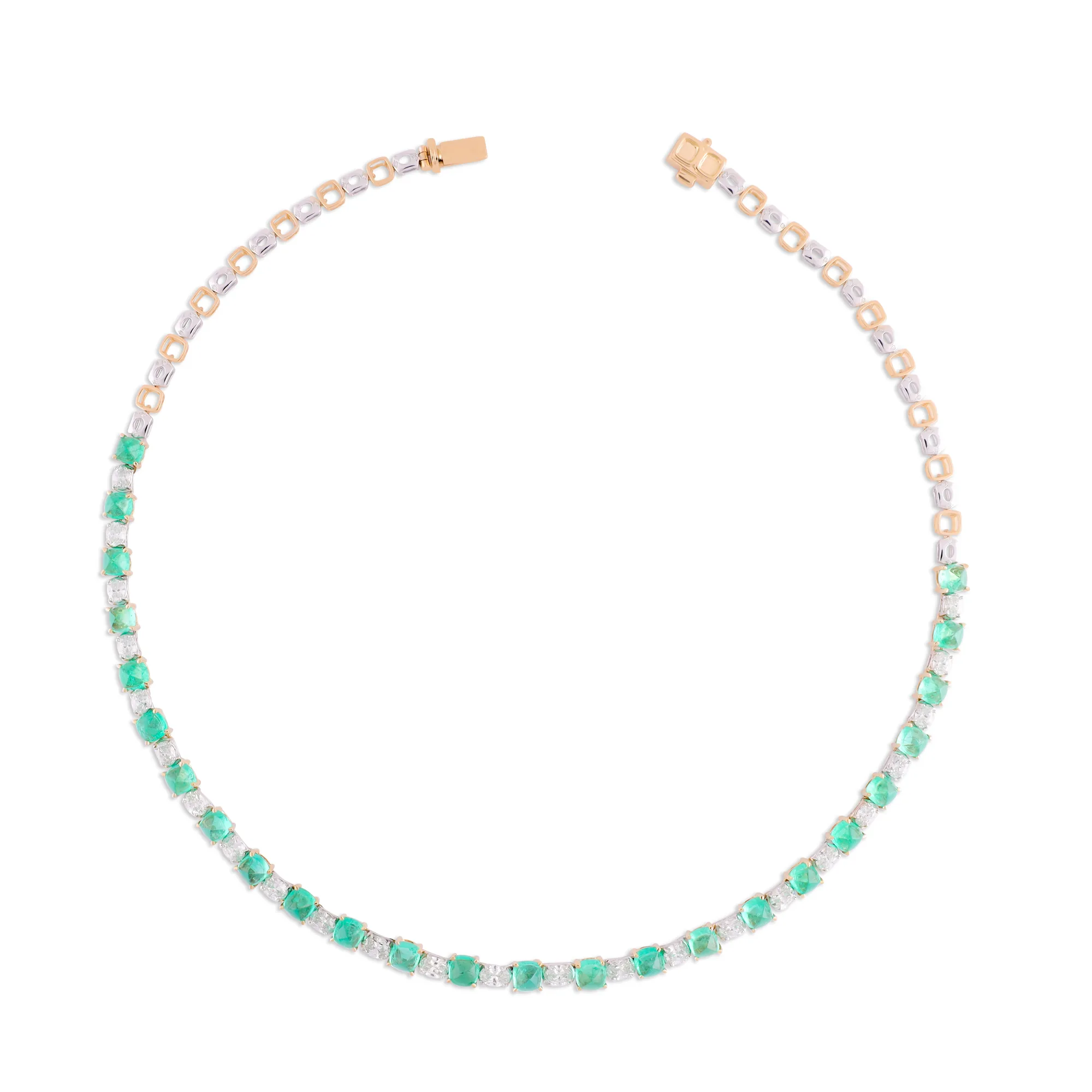 Collar de oro rosa 18K con esmeraldas y diamantes