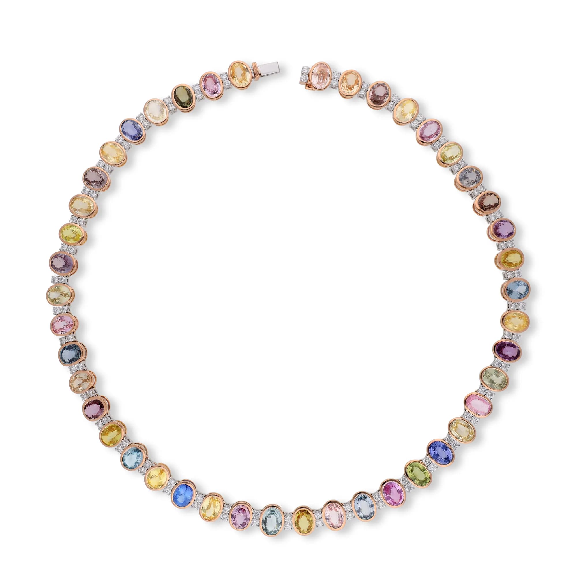Collana in oro 18K con zaffiro multicolore, zaffiro giallo e diamanti, riferimento HN-4628