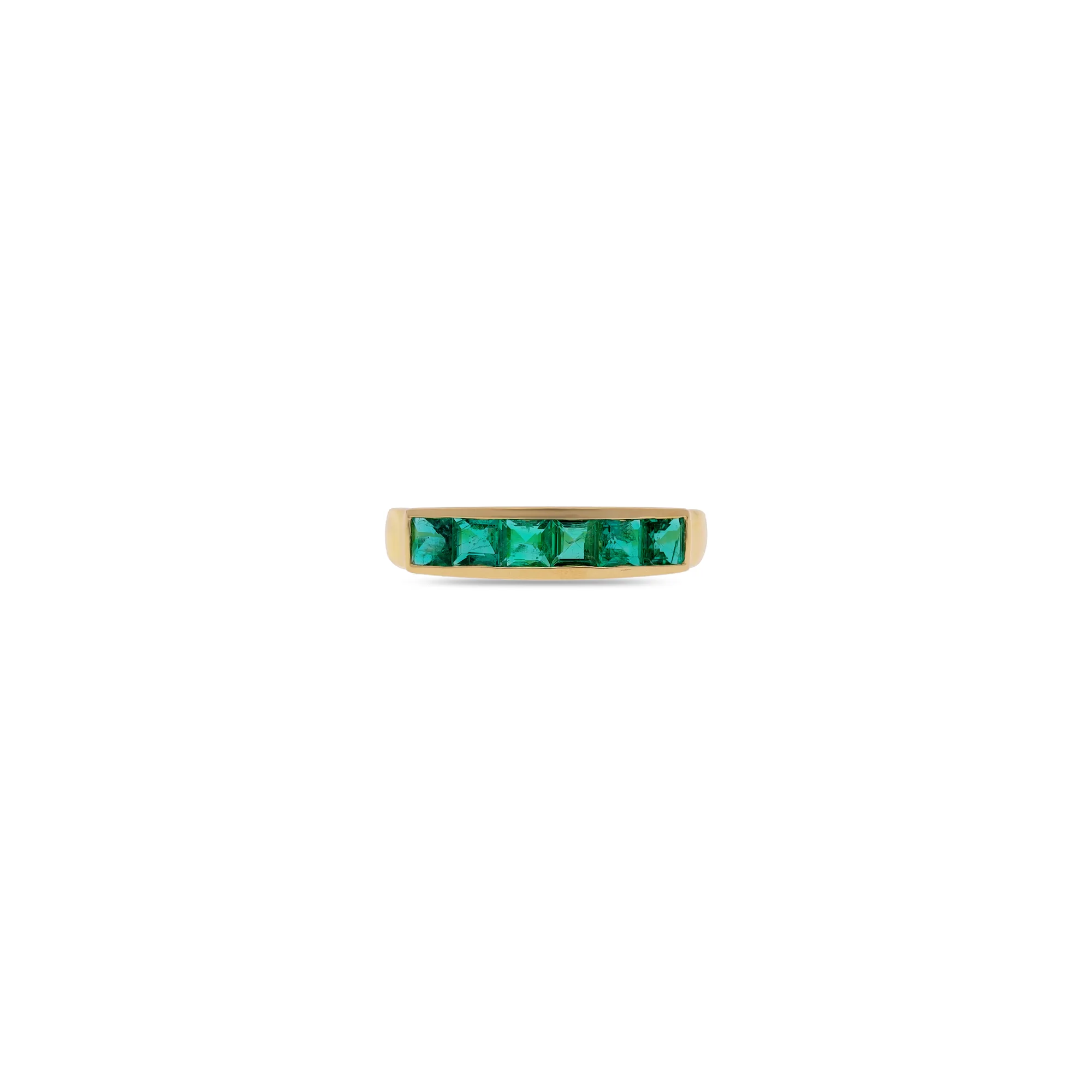 Anillo de oro 18K con zafiro rosa, esmeralda y rubí
