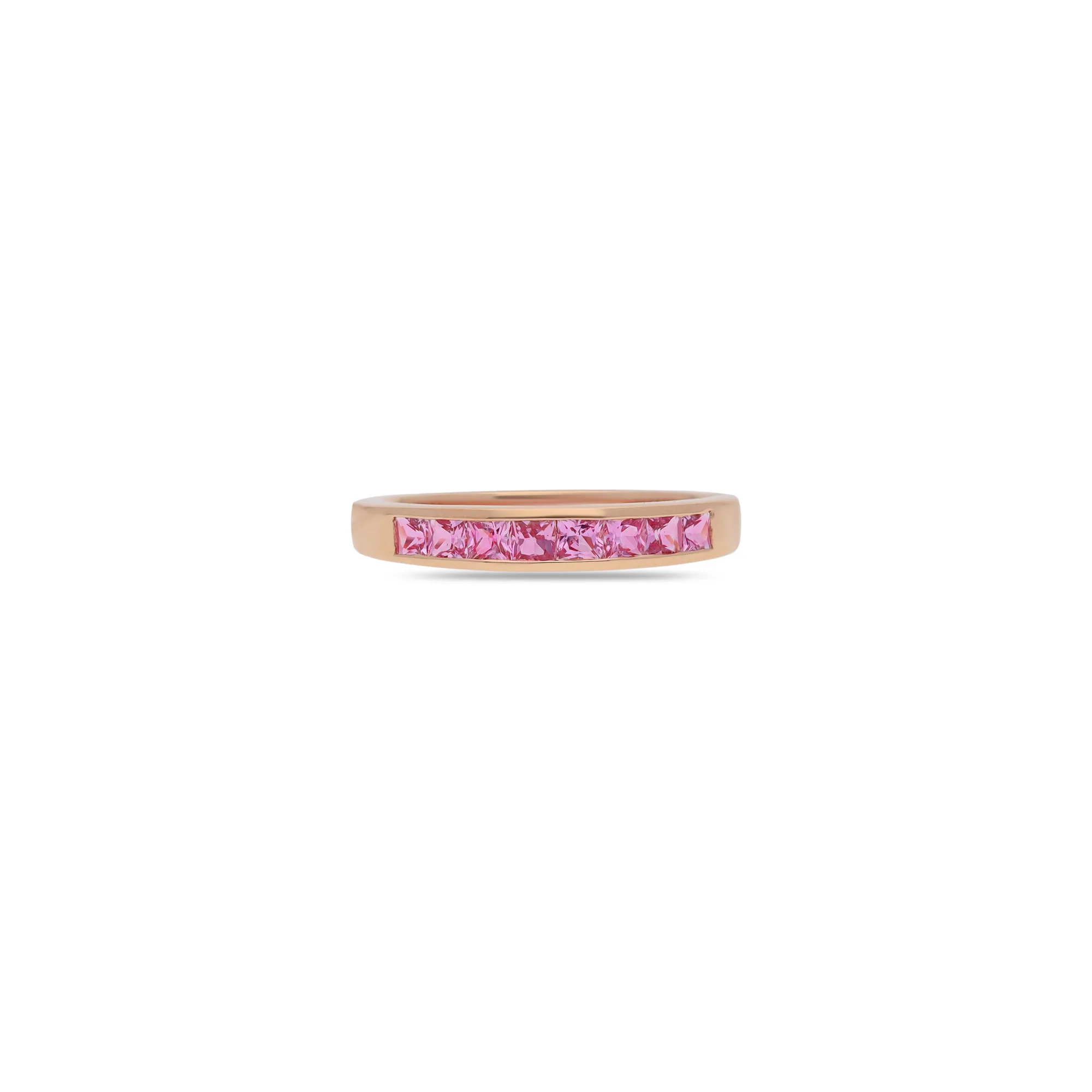 Anillo de oro 18K con esmeralda, zafiro rosa, zafiro azul, rubí y diamantes