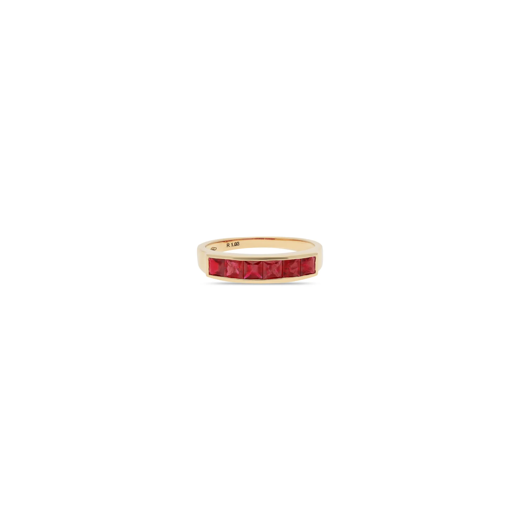 Anillo de oro 18K con rubí y esmeralda