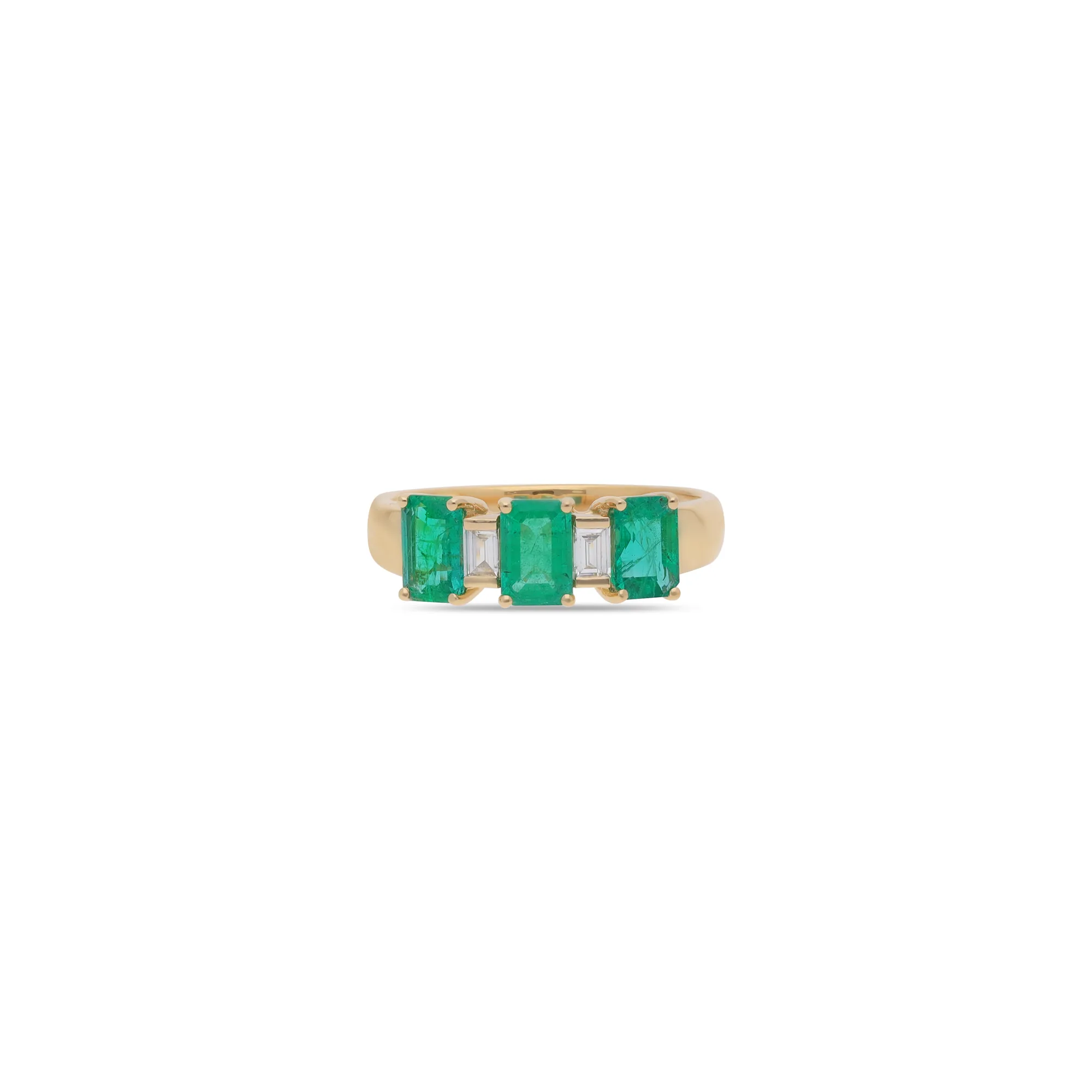 Anillo de oro 18K con zafiro, zafiro azul, esmeralda y diamantes