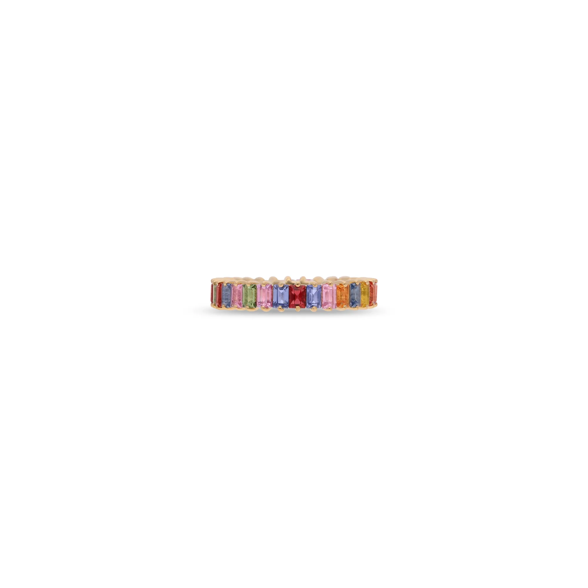 Anillo de oro 18K con zafiro azul y esmeralda