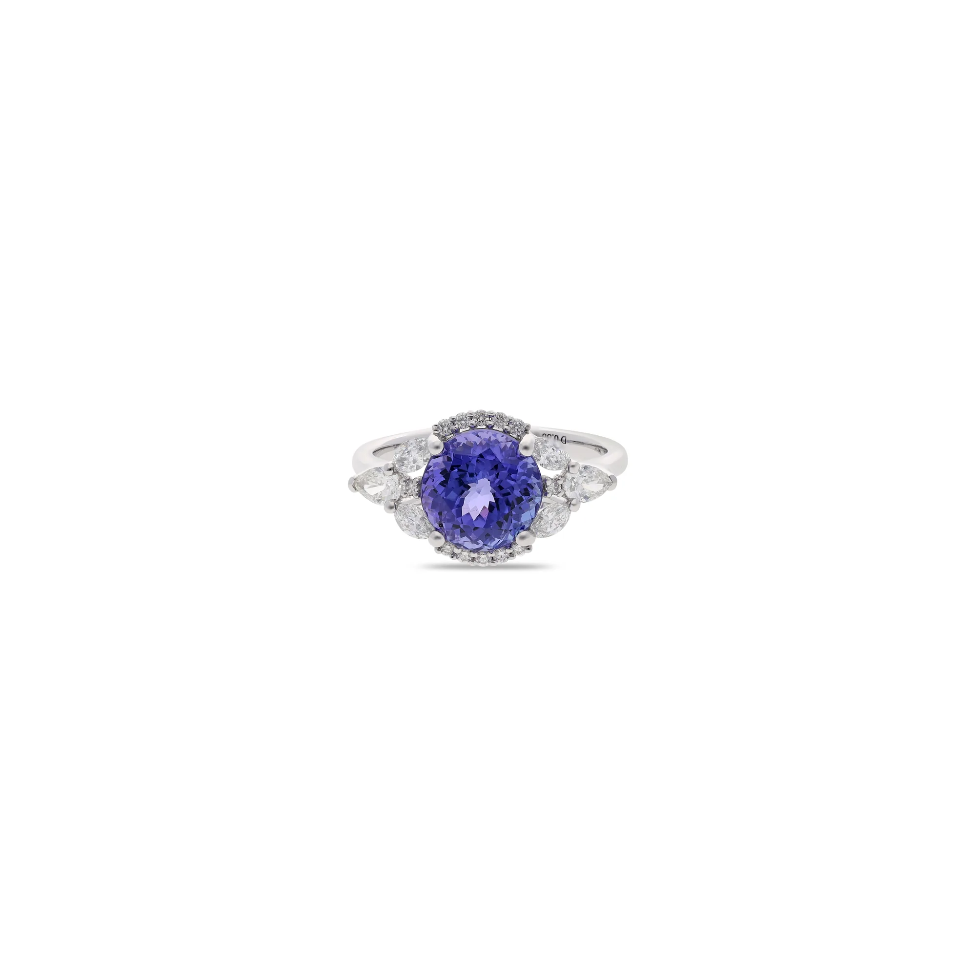 Anillo de oro blanco 18K con tanzanita y diamantes