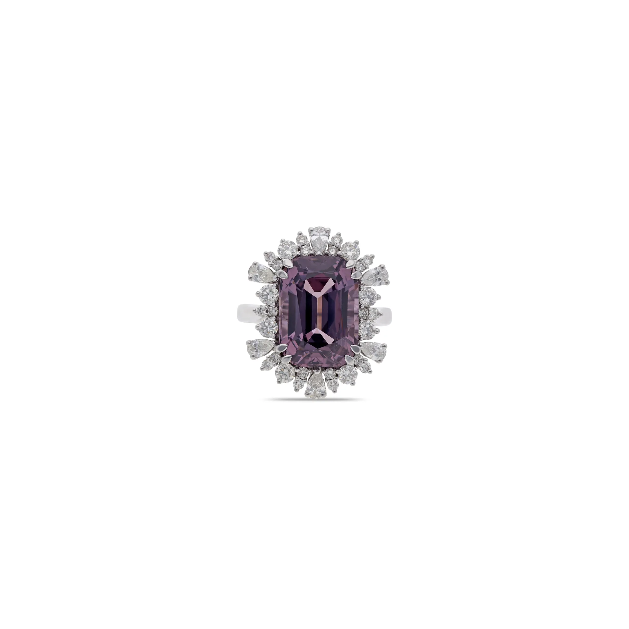 White gold ring set with spinel and diamonds, reference HR-7062
