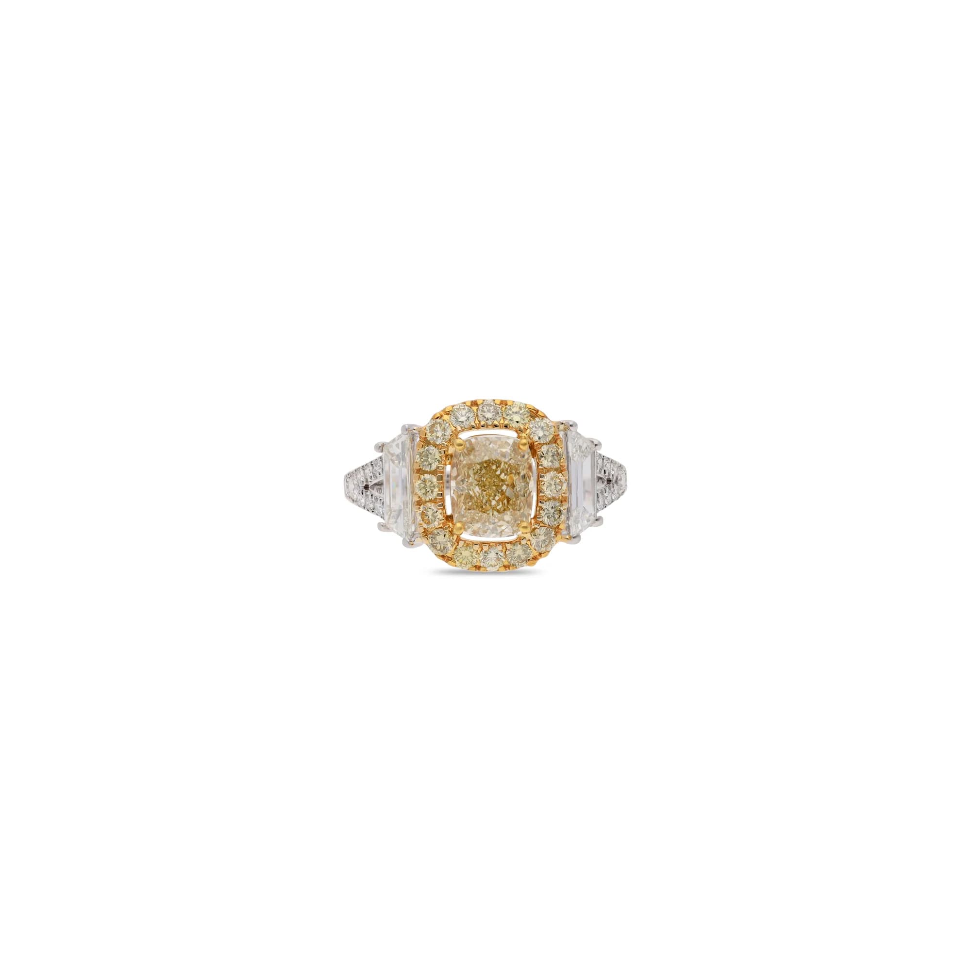 18K yellow and white gold ring set with diamonds and yellow diamonds, reference HR-7631